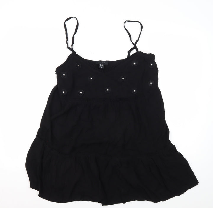New Look Women's Black Camisole Size 12 Embroidered