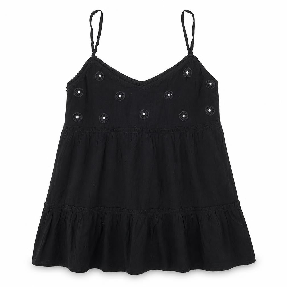 Front view of New Look Women's Black Camisole, size 12, Embroidered