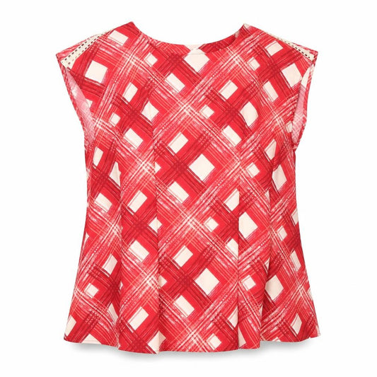 Front view of Next Women's Red Geometric Blouse, size 10