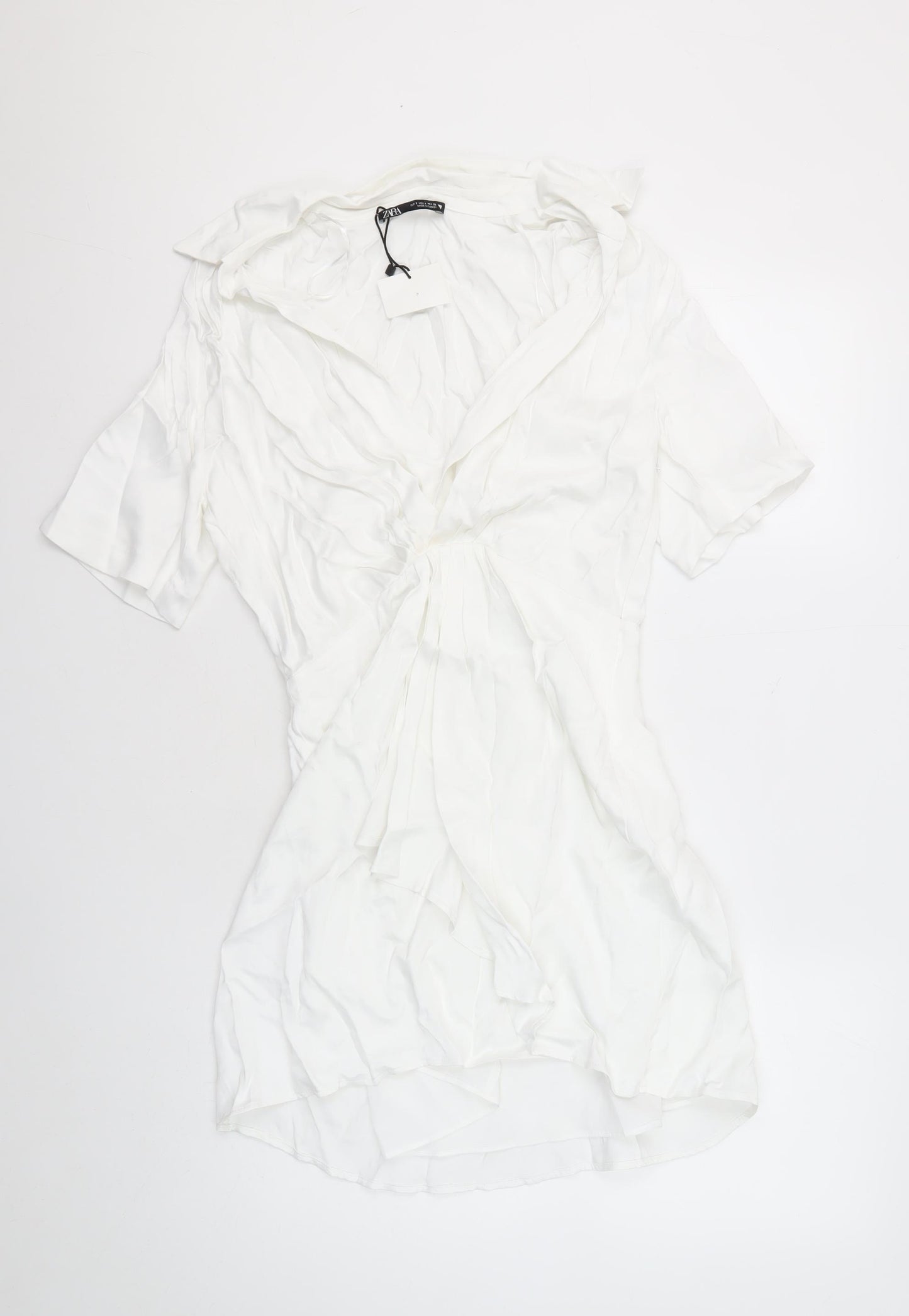 Zara Women's White Shirt Dress, Size 12, Casual Summer