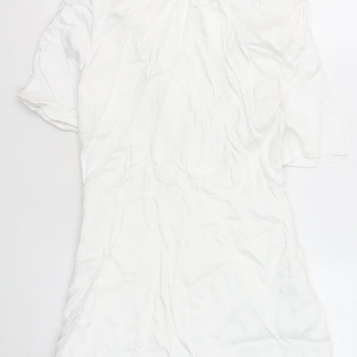 Zara Women's White Shirt Dress, Size 12, Casual Summer