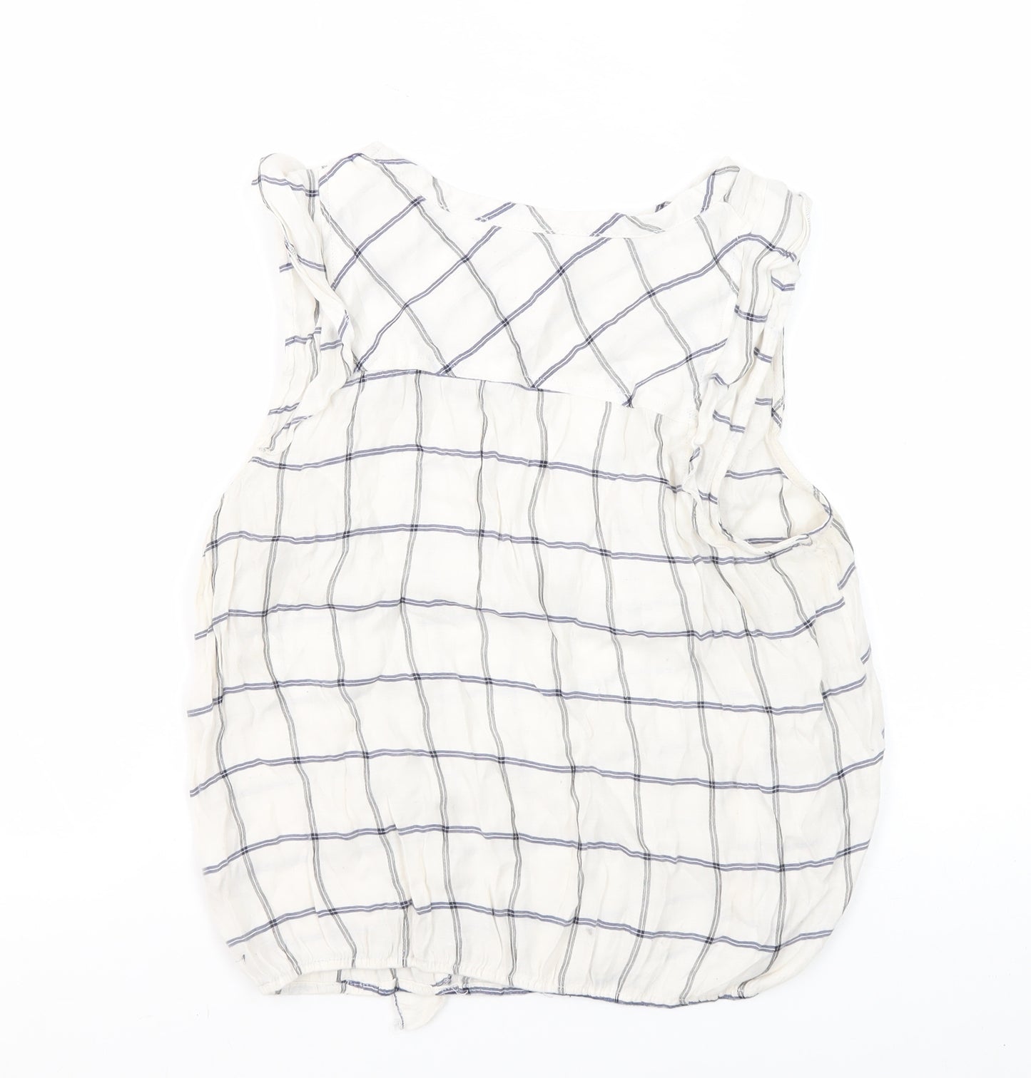 Pull&Bear Women's White Blouse Size 12 Sleeveless Check