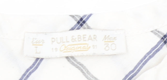 Pull&Bear Women's White Blouse Size 12 Sleeveless Check