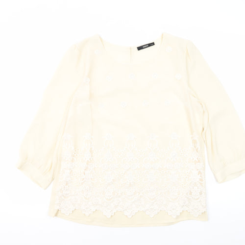 Oasis Women's Ivory Blouse, Size 14, Embroidered Design