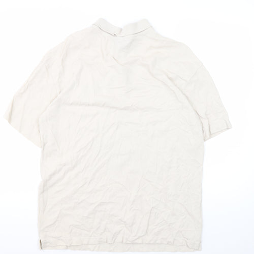 H&M Men's Beige Polo Shirt - Medium, Relaxed Fit