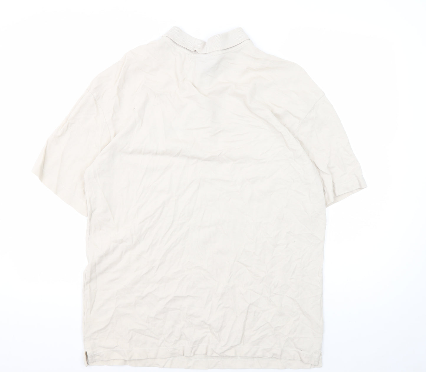 H&M Men's Beige Polo Shirt - Medium, Relaxed Fit