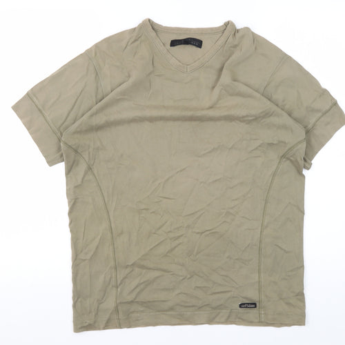 Jeff Banks Men's Beige V-Neck T-Shirt, Medium