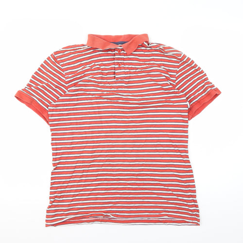 Cedar Wood State Men's Red Striped Polo Medium