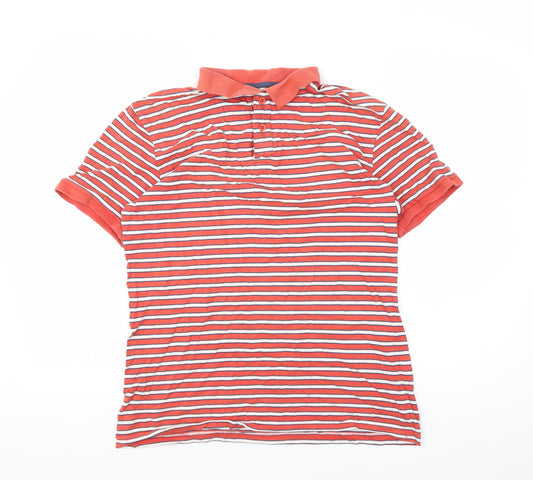 Cedar Wood State Men's Red Striped Polo Medium