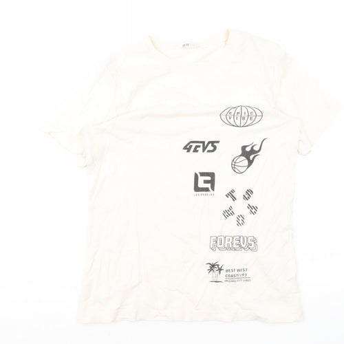 H&M Girls White Graphic T-Shirt, 10-11 Years, Logo Style