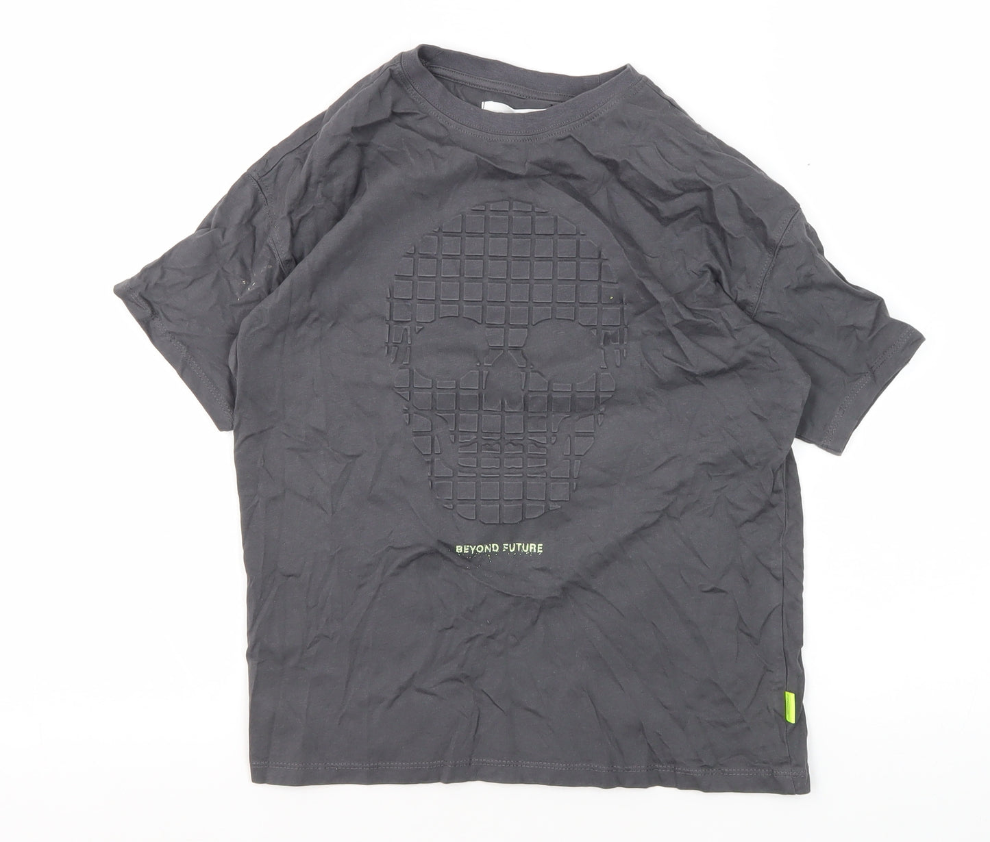 Zara Boys Grey Skull Graphic T-Shirt, Size 8 Years