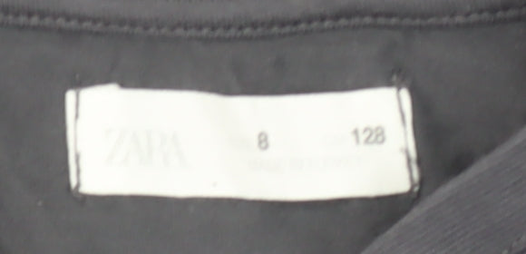 Zara Boys Grey Skull Graphic T-Shirt, Size 8 Years