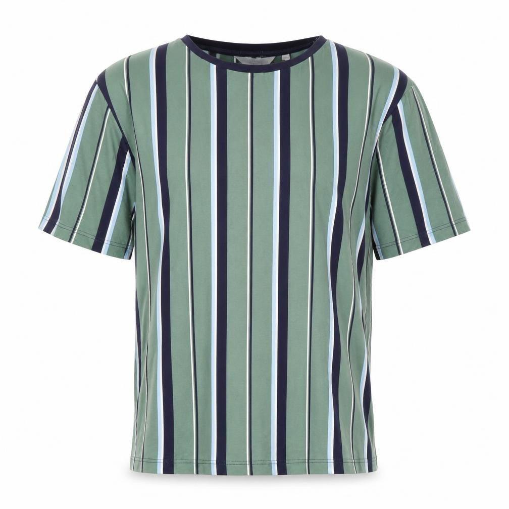 Front view of Next men’s green striped regular fit t-shirt medium