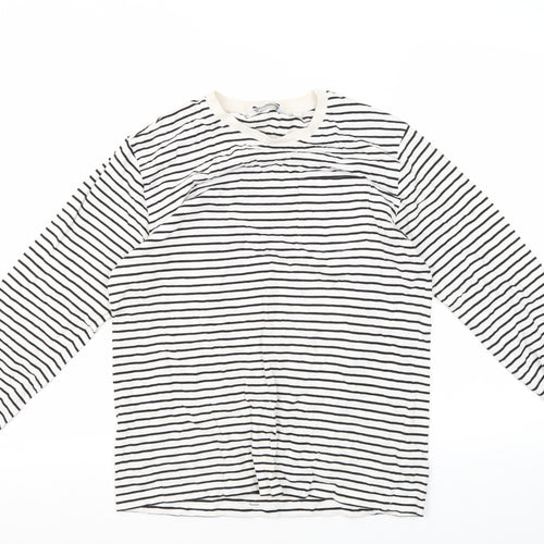 Next Women's Black Striped T-Shirt, Size S, Regular Fit