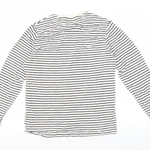 Next Women's Black Striped T-Shirt, Size S, Regular Fit