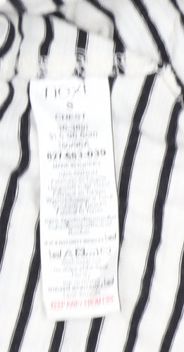 Next Women's Black Striped T-Shirt, Size S, Regular Fit