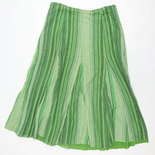Per Una Women’s Green Striped Cotton Skirt