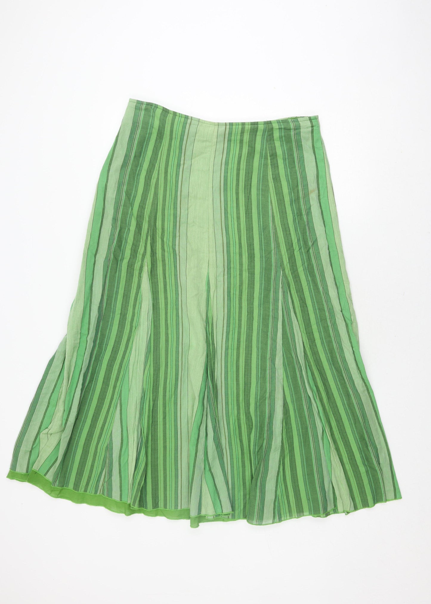 Per Una Women’s Green Striped Cotton Skirt