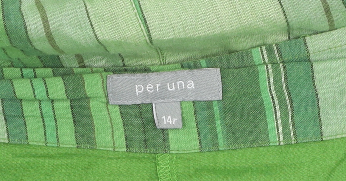 Per Una Women’s Green Striped Cotton Skirt