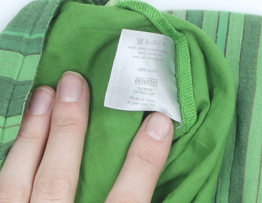Per Una Women’s Green Striped Cotton Skirt