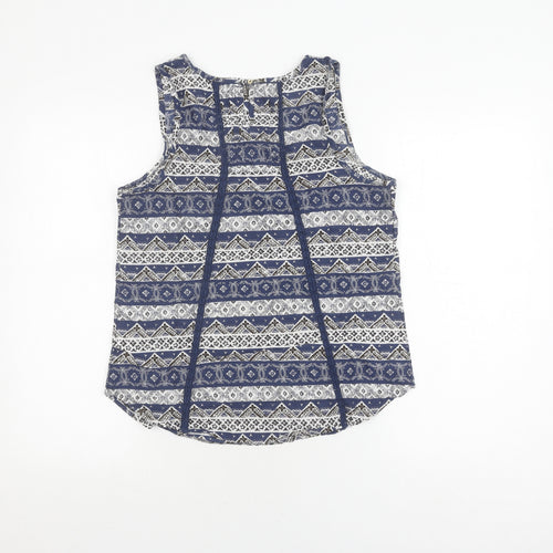 Fat Face Women's Blue Geometric Tank Top, Size 10