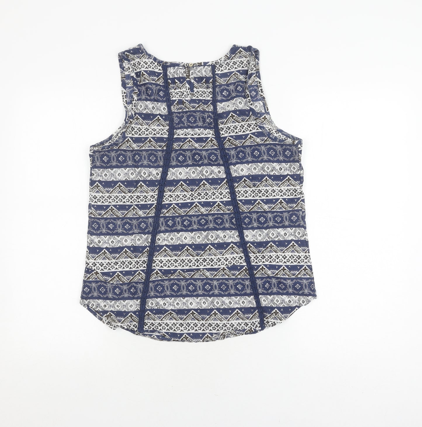 Fat Face Women's Blue Geometric Tank Top, Size 10