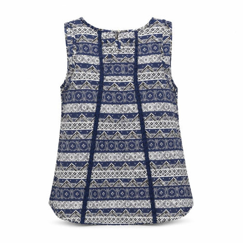FatFace Women's Blue Geometric Tank Top, Size 10