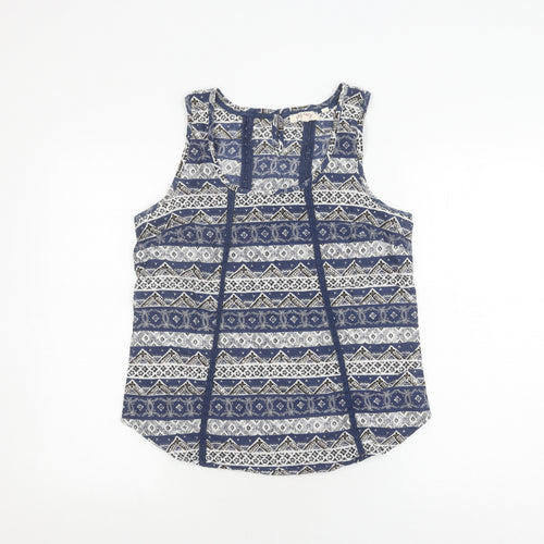 Fat Face Women's Blue Geometric Tank Top, Size 10