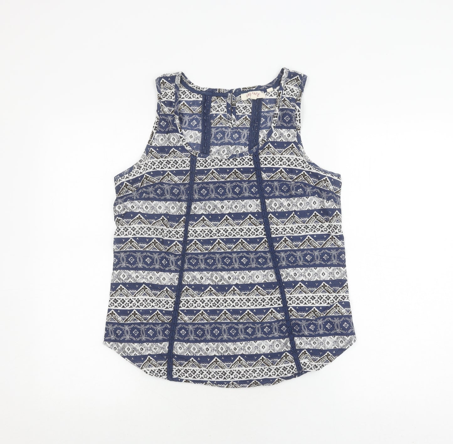 Fat Face Women's Blue Geometric Tank Top, Size 10