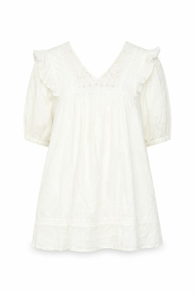 New Look Women's White A-Line Cotton Short Dress