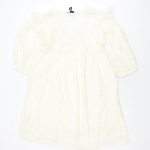 New Look Women's White A-Line Cotton Short Dress