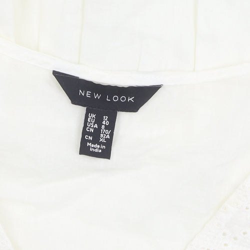 New Look Women's White A-Line Cotton Short Dress