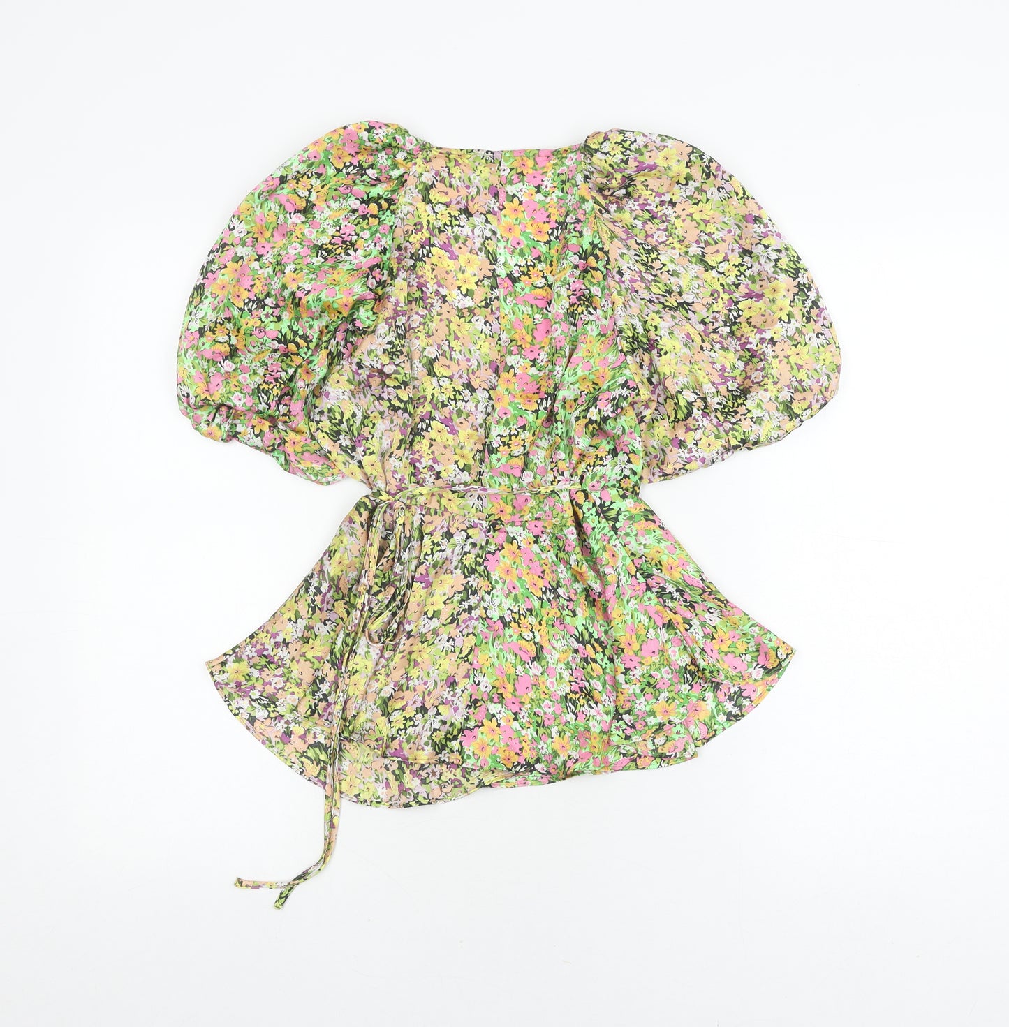 Topshop Women's Floral Puff Sleeve Wrap Blouse, Size 8