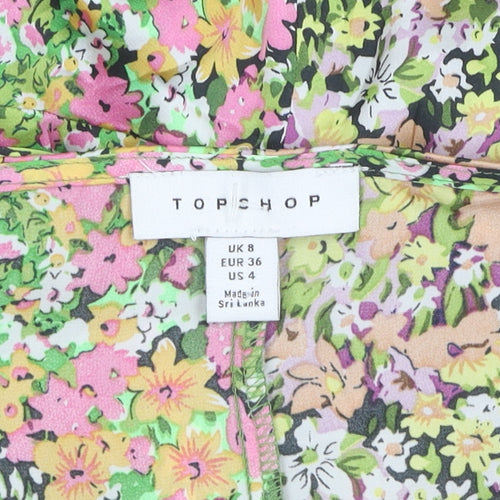 Topshop Women's Floral Puff Sleeve Wrap Blouse, Size 8