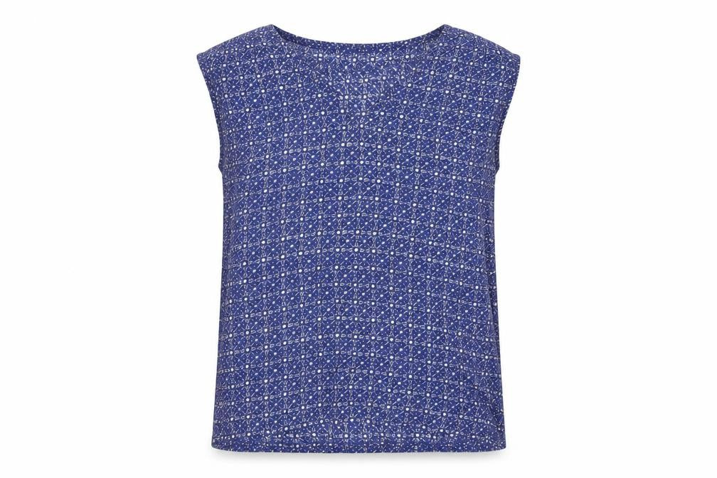 Front view of 1, 2, 3 Paris Women's Blue Floral Blouse, size 10