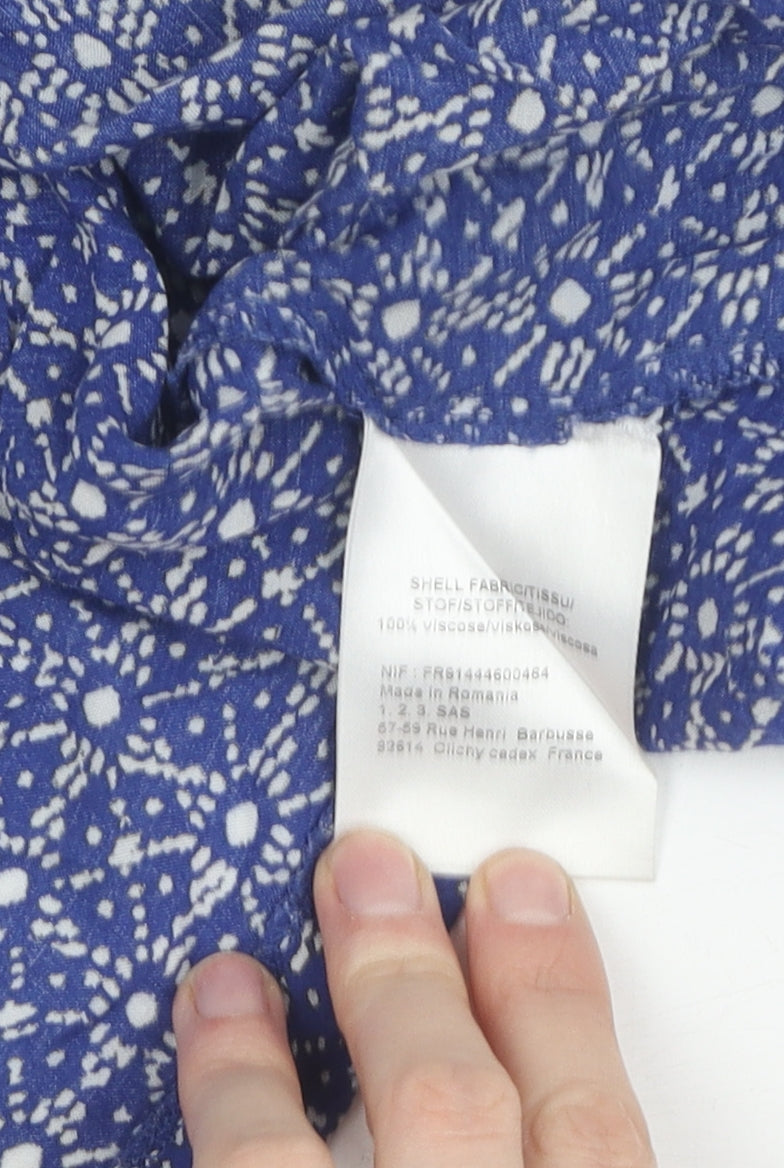 1, 2, 3 Paris Women's Blue Floral Blouse Size 10