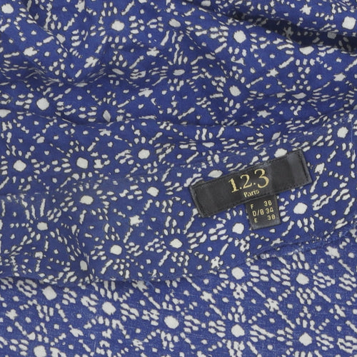 1, 2, 3 Paris Women's Blue Floral Blouse Size 10
