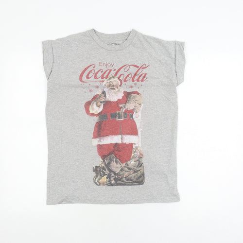 Coca-Cola Grey Graphic T-Shirt Santa Print Unisex R