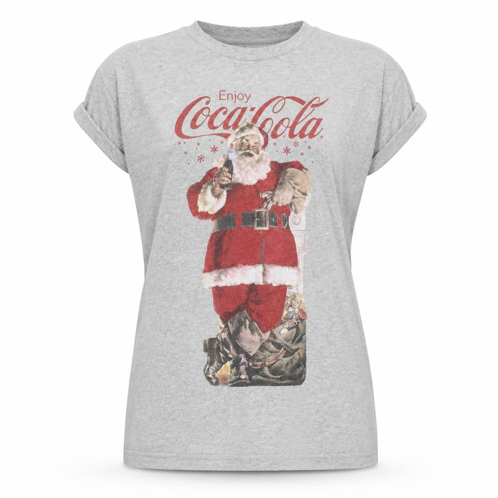 Coca-Cola Grey Graphic T-Shirt Santa Print Unisex R
