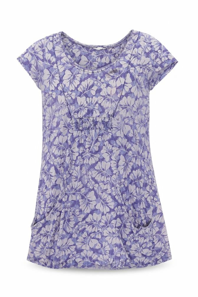Front view of White Stuff Women's Purple Floral Shift Dress, size 14
