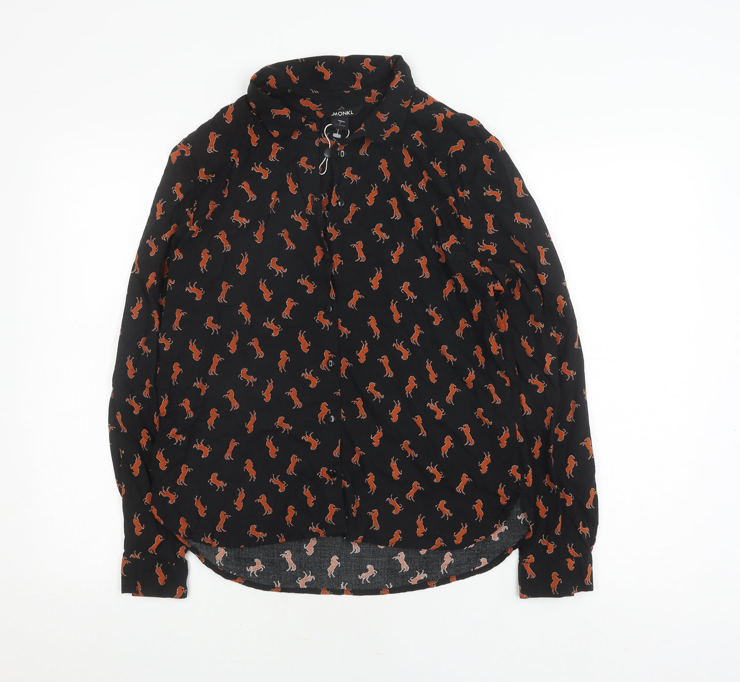 Monki Women's Black Animal Print Blouse, Size S