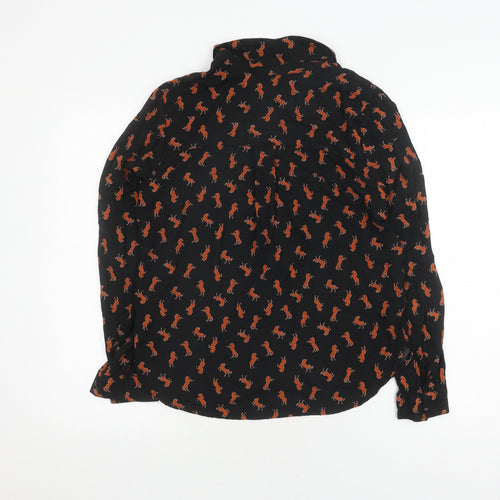 Monki Women's Black Animal Print Blouse, Size S