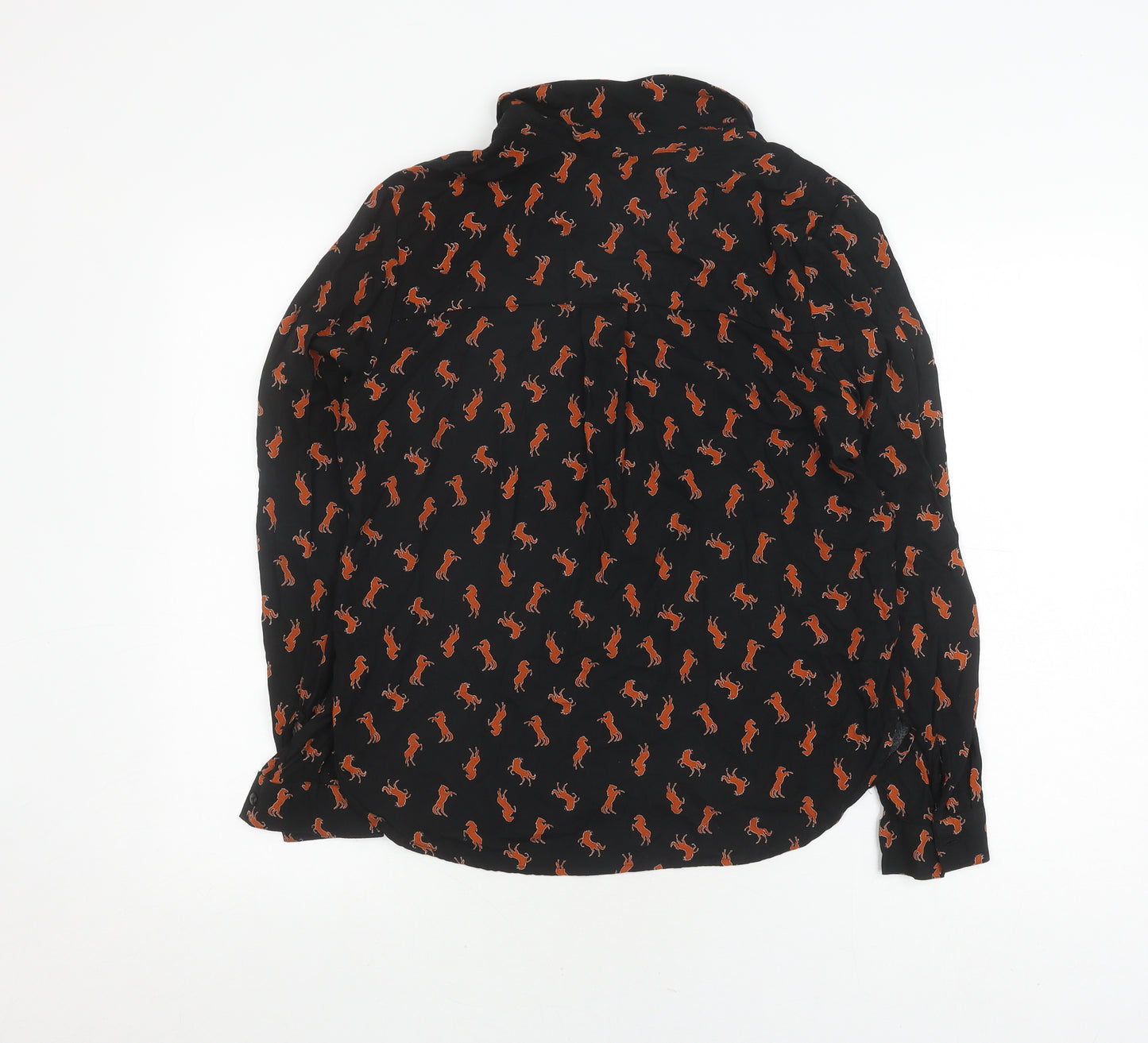 Monki Women's Black Animal Print Blouse, Size S