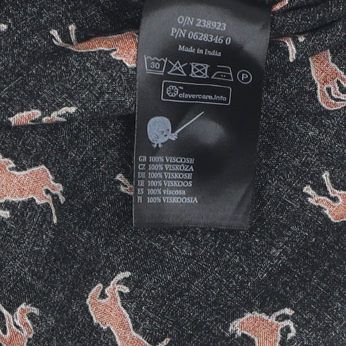 Monki Women's Black Animal Print Blouse, Size S