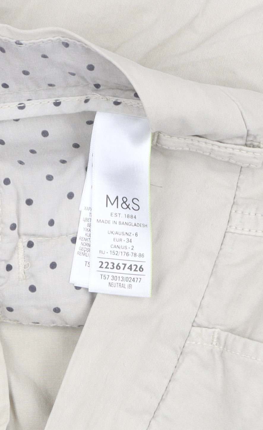 Marks and Spencer Women Beige Chino Shorts Size 6