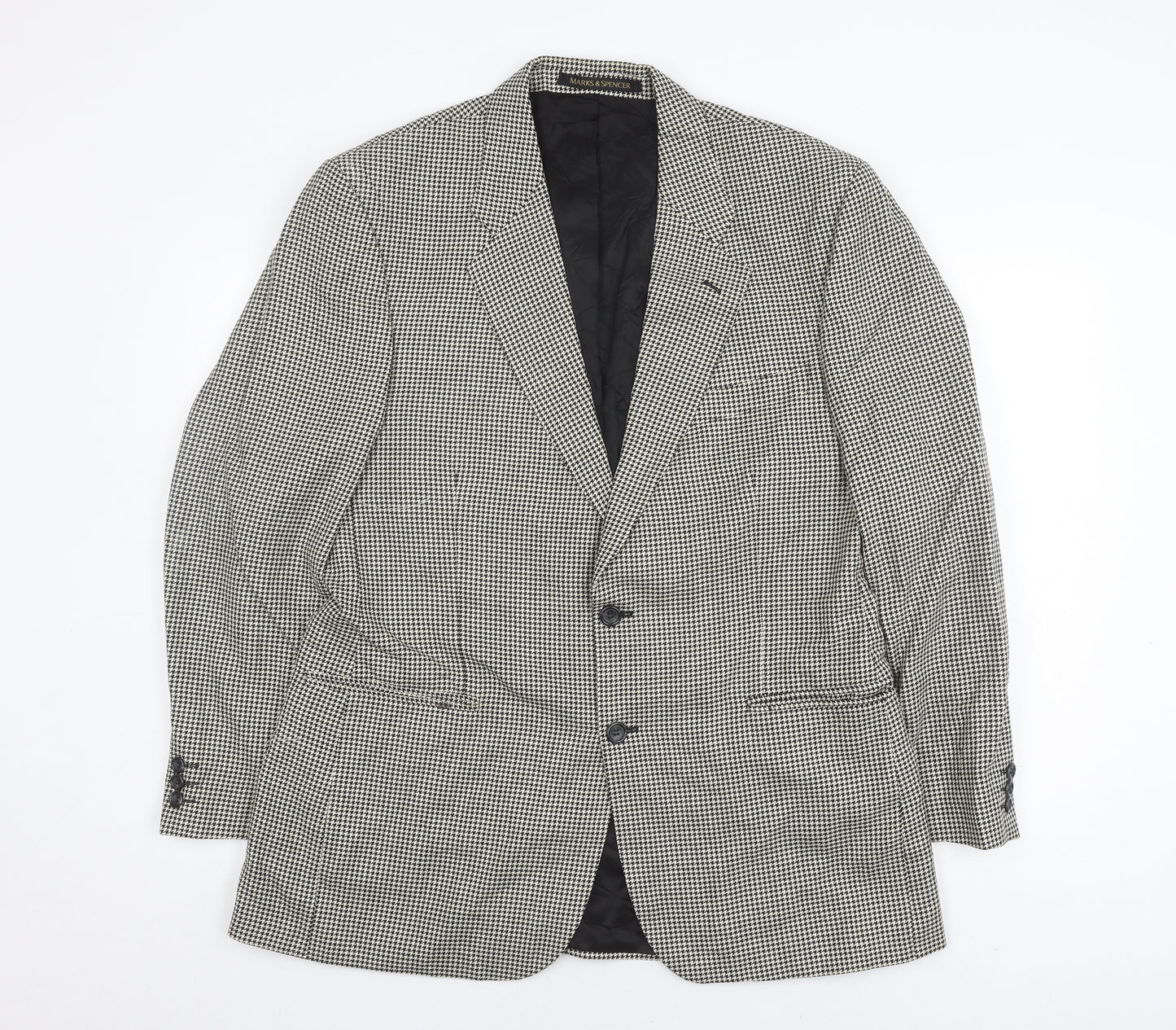 St Michael Men's Check Blazer 42R Black White Formal