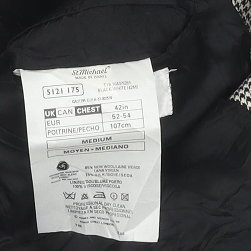 St Michael Men's Check Blazer 42R Black White Formal