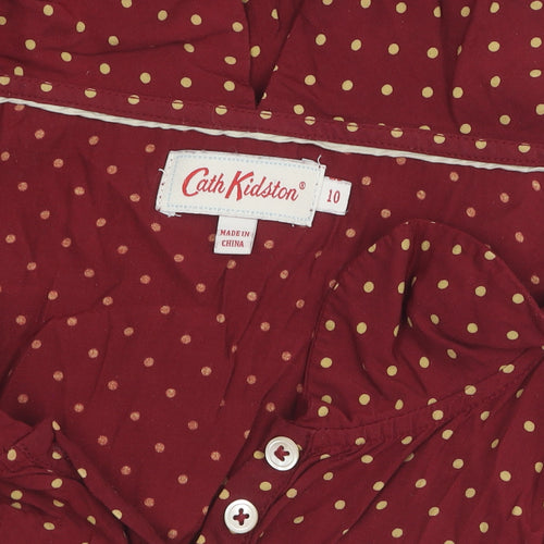 Cath Kidston Women's Red A-Line Polka Dot Dress 10
