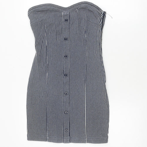 Topshop Women's Blue Striped Bodycon Dress Size 8