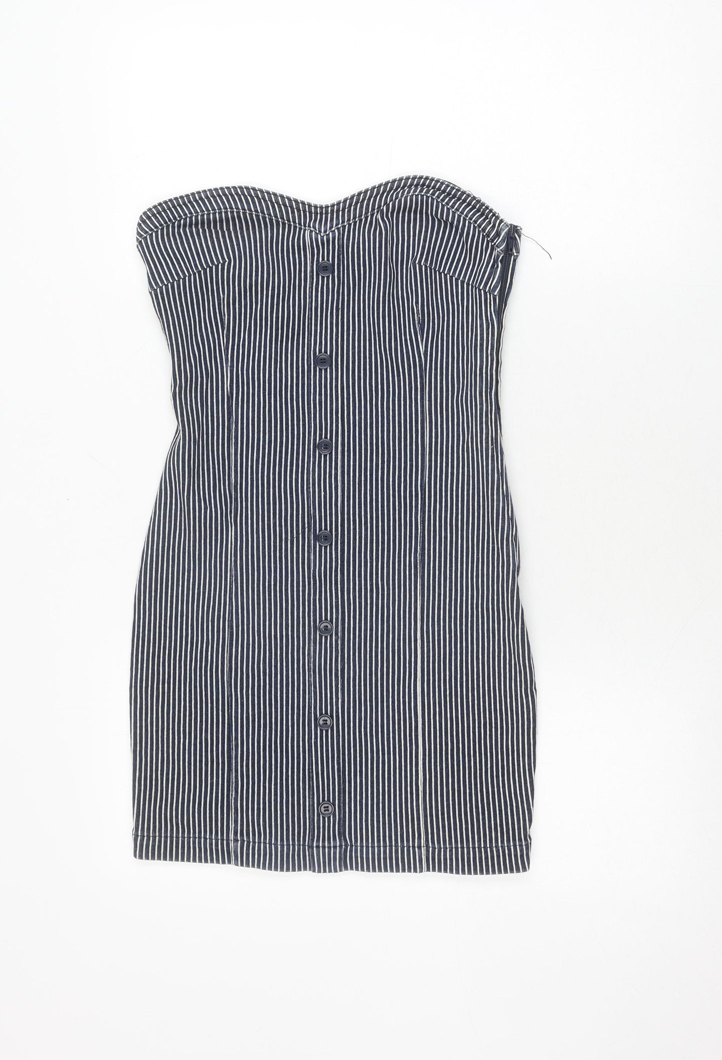 Topshop Women's Blue Striped Bodycon Dress Size 8